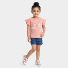 Girls' Light Pink Cotton Round Neck Regular T-Shirt, Light Pink, small