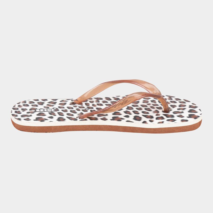 Women Animal Print Flip Flops, Brown, large image number null