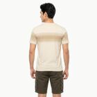 Men's Cream Cotton Round Neck Striped Regular T-Shirt, Off White, small