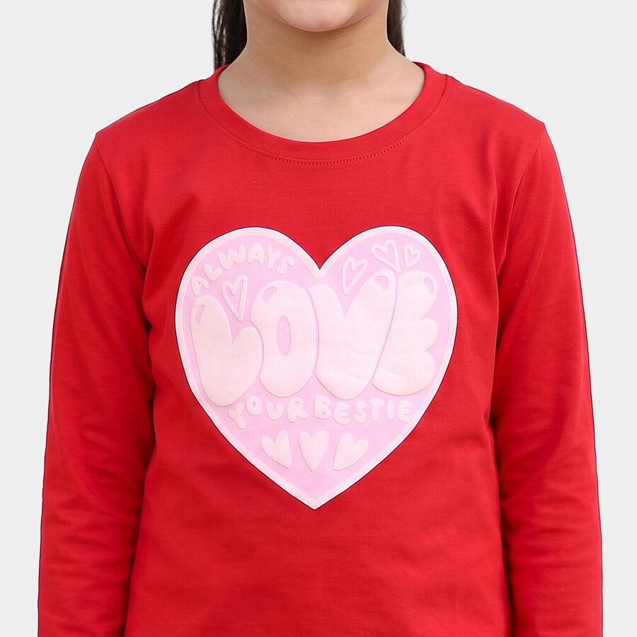 Girls Red Regular Top, लाल, large