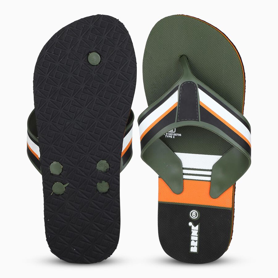 Men Olive Green Flip-Flop Slippers, Olive, large