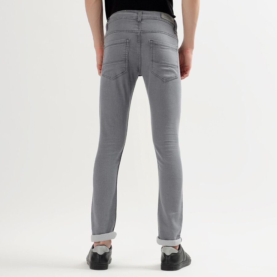 Men's Muted Steel Grey Skinny Fit Five Pocket Jeans, Light Grey, large image number null