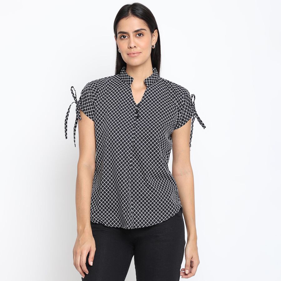 Checks 3/4th Sleeves Shirt, Black, large image number null