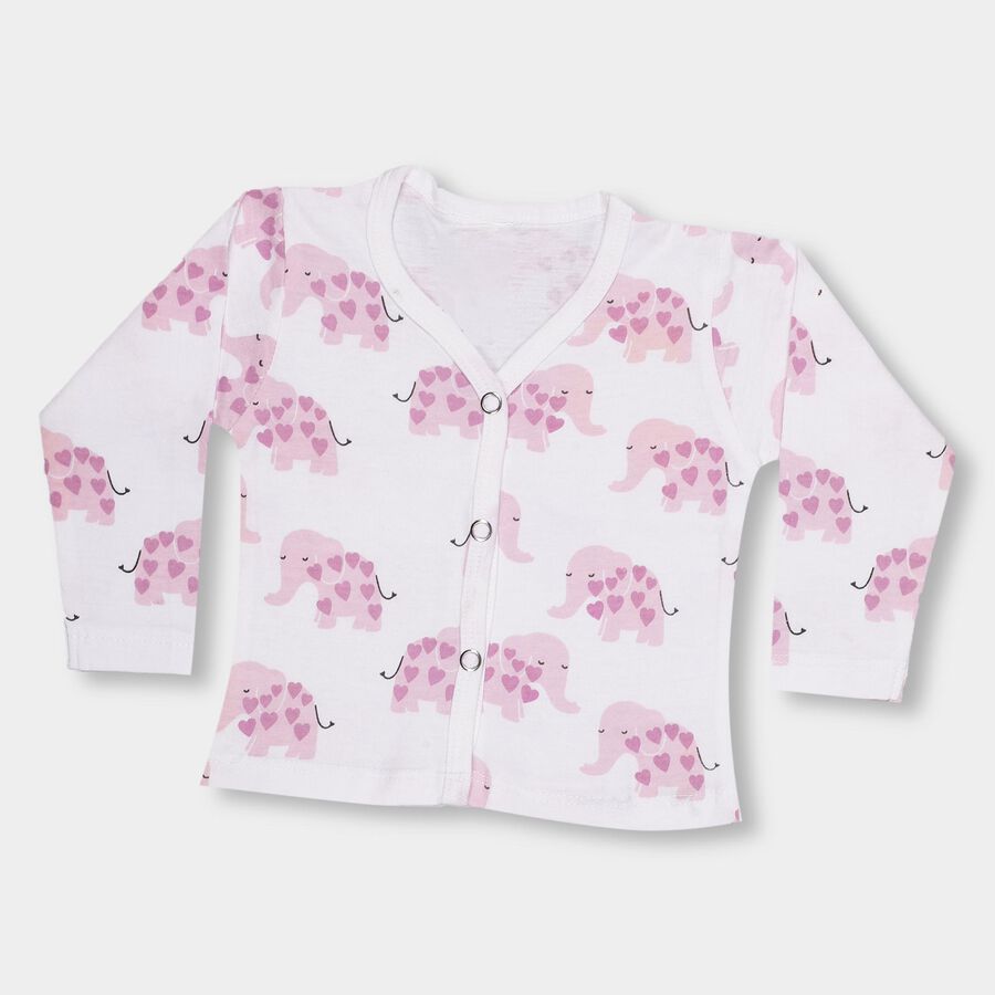 Infants' White Cotton V-Neck Casual T-Shirt, सफ़ेद, large image number null
