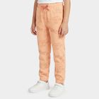 Girls Peach Regular Fit Text Printed Pyjama, पीच, small