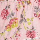 Girls' Light Pink Cotton V-Neck Three fourth Sleeve Floral Top and Palazzo Fusion Set, Light Pink, small image number null