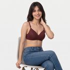 Women's Brown Padded Wire-Free T-Shirt Bra, भूरा, small