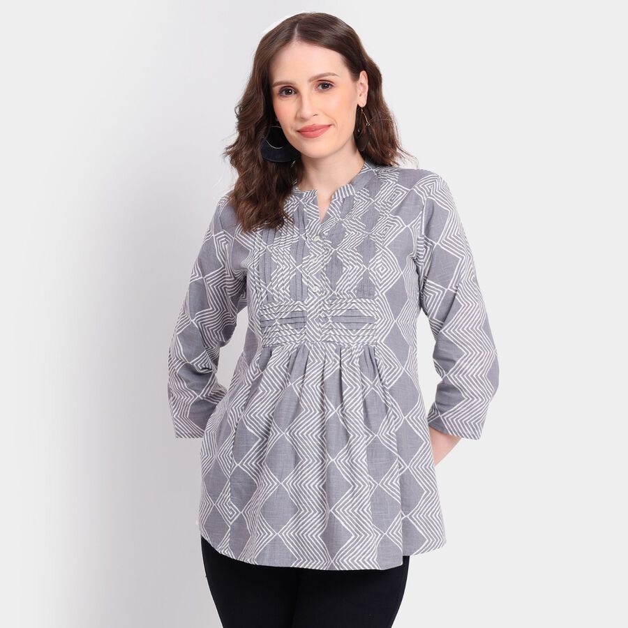 Ladies' 100% Cotton Kurta, हल्का ग्रे, large image number null
