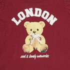 Girls' Maroon Cotton Round Neck Casual T-Shirt, वाइन, small