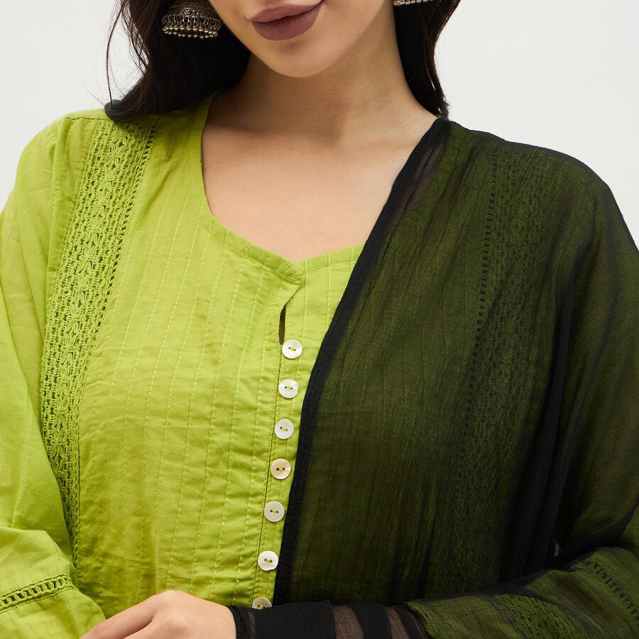 Women's Jet Black Net Plain Dupatta, काला, large image number null