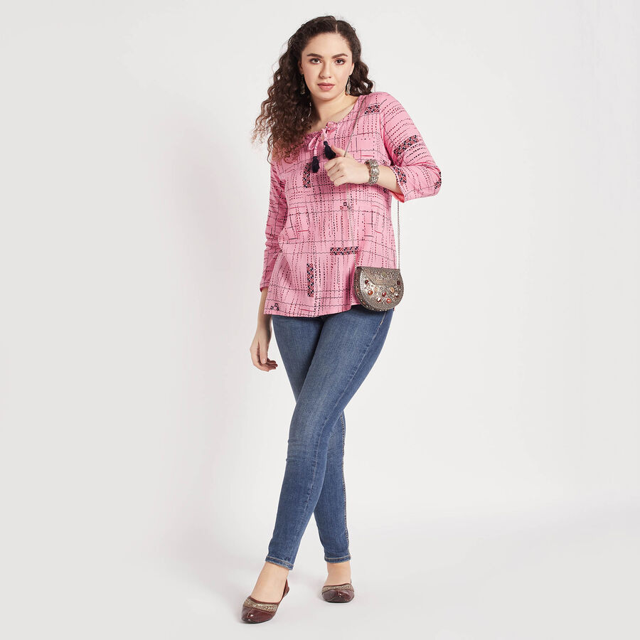 All Over Print Straight Kurti, गुलाबी, large image number null