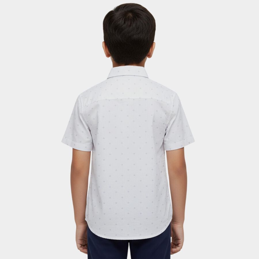 Boys White Cotton Classic Casual Shirt, White, large