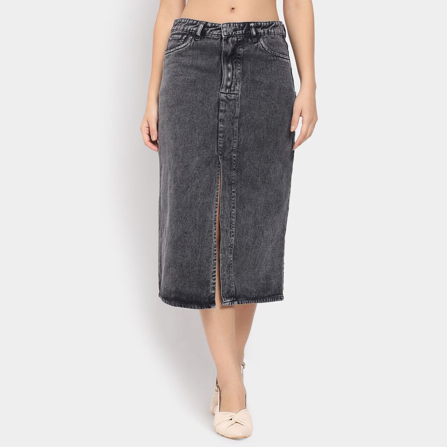 Ladies' 100% Cotton Skirt , Black, large image number null