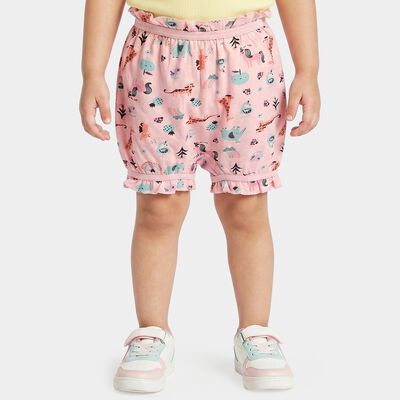 Girls Pink Regular Fit Printed Bloomer