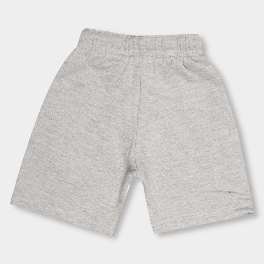Boys' Light Grey Elastic Waist Cut And Sew Bermuda Shorts, Light Grey, large image number null