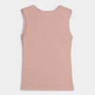 Girls' Soft Peach Cotton Round Neck Casual Vest, पीच, small image number null