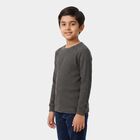 Boys' Grey Long Sleeve Thermal, चारकोल, small