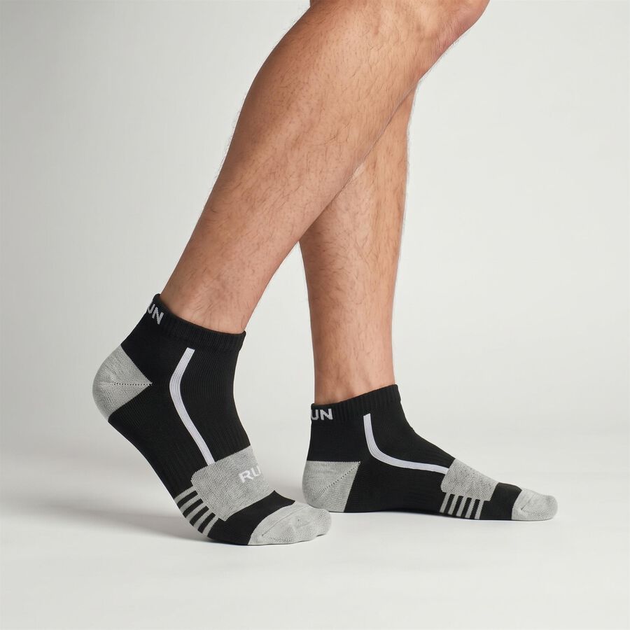 Men's Regular Fit Text Print Pack of 3 Socks ( Black, Grey, Blue ), काला, large