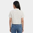 Women's White Classic Collar Tie-Front Casual Shirt, White, small