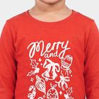 Girls Red Round Neck Regular Top, Red, small
