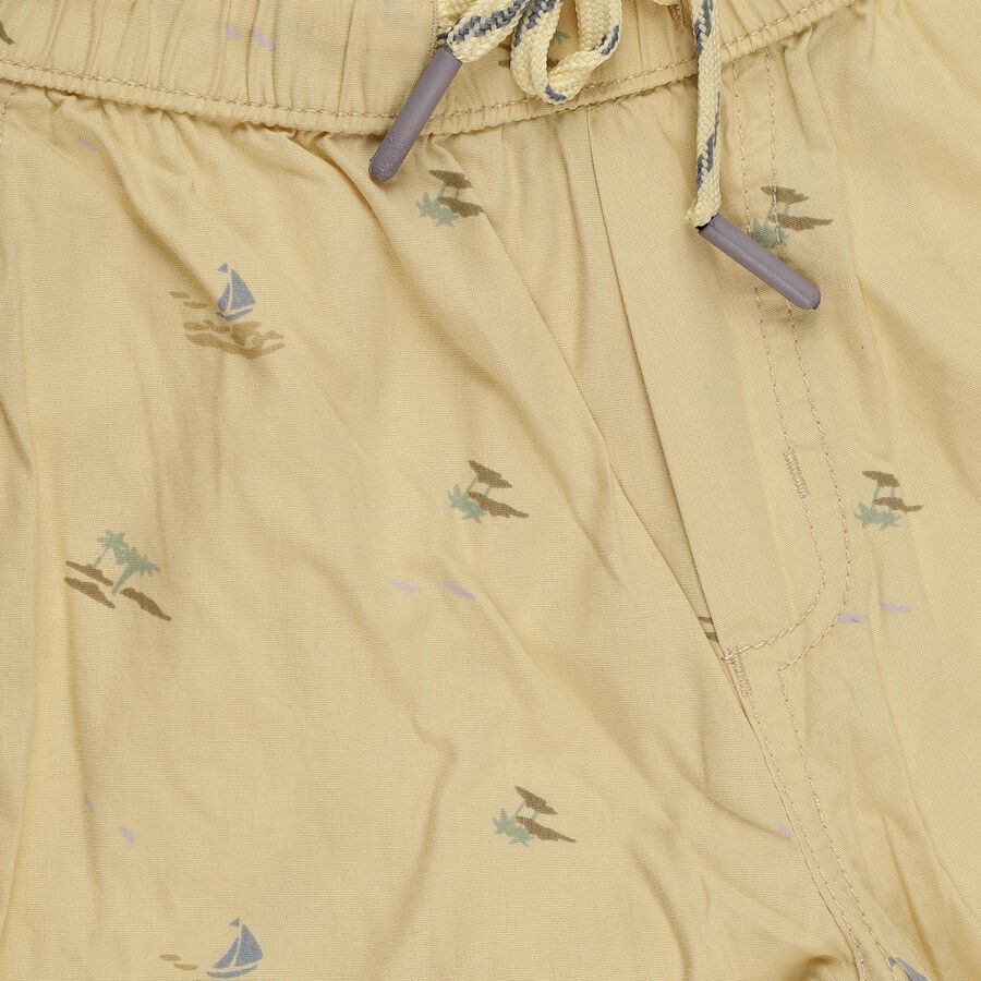 Boys Beige Regular Fit Textured Bermuda Shorts, Beige, large