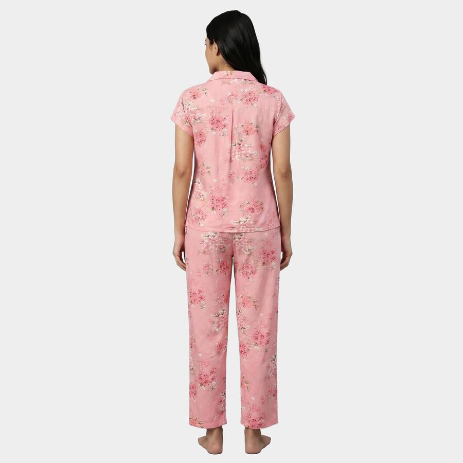 Women's Pink Night Suit, हल्का गुलाबी, large