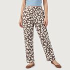 Women's Dark Grey Straight Fit Printed Lounge Pyjama, Dark Grey, small