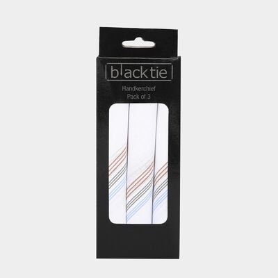 Men's White Striped Pack of 3 Handkerchief