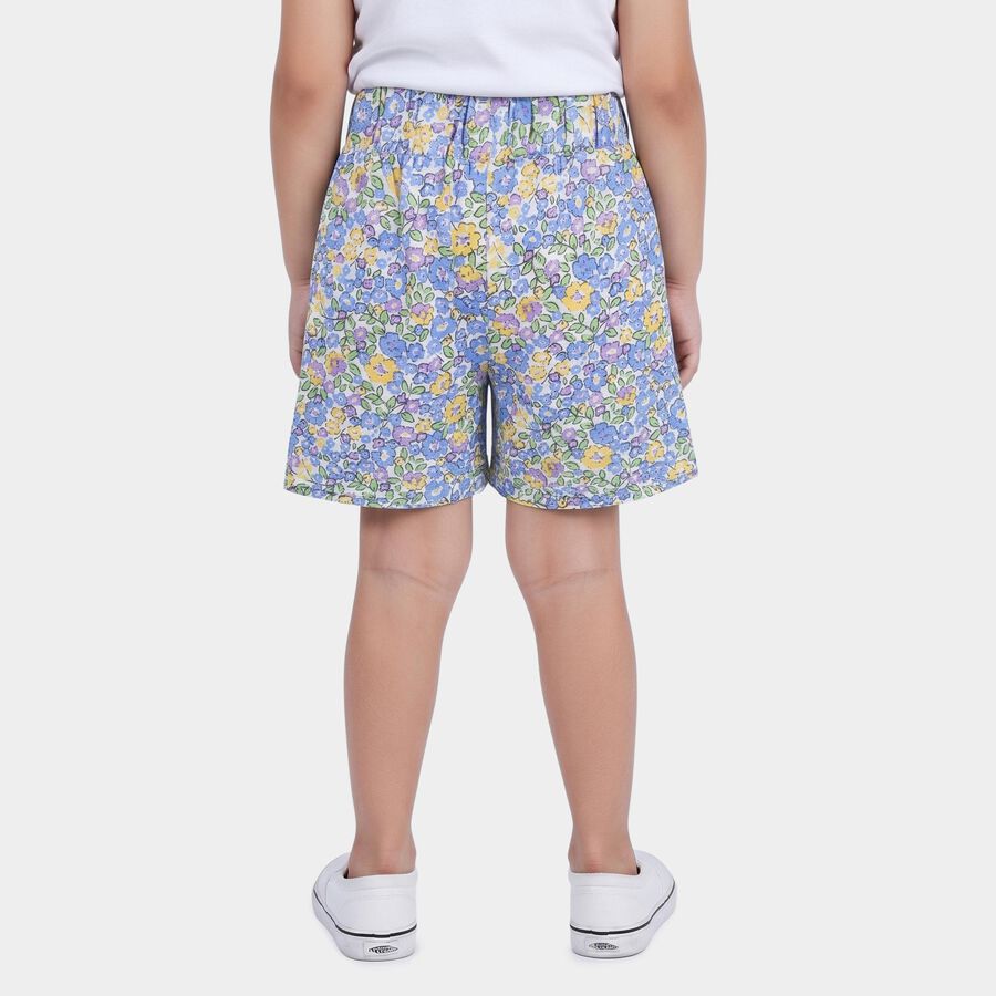 Girls' White Regular Fit Cotton Shorts, सफ़ेद, large