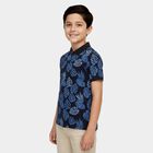 Boys Navy Blue Cotton Round Neck Casual T-Shirt, Navy Blue, small