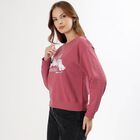 Women's Muted Rose Pink Crew Neck Casual Sweatshirt, गुलाबी, small image number null