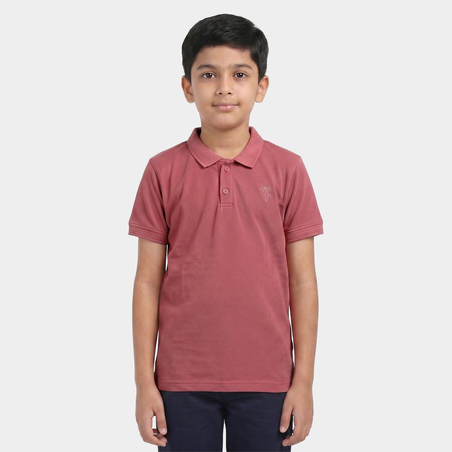 Boys Pink Polo Neck Polo Boys T-Shirt, गुलाबी, large