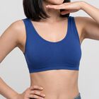 Women's Blue Scoop Neck Sports Bra, Mid Blue, small