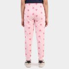 Girls Pink Heart Printed Drawstring Jogger Pyjama, Pink, small