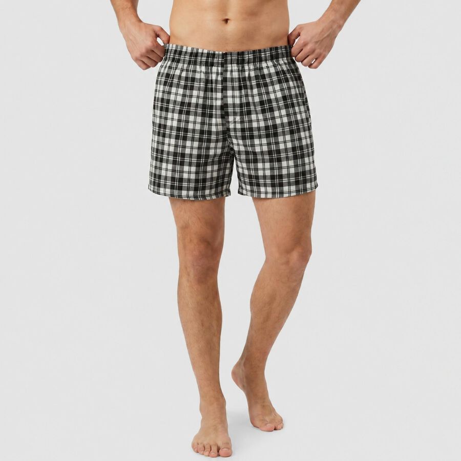Men's Black Relaxed Fit Checked Boxers, काला, large