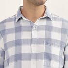 Men's Light Blue and White Cotton Full Sleeve Spread Collar Casual Shirt, Light Blue, small