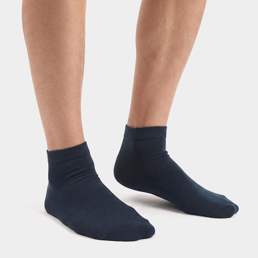 Men's Ankle Length Pack of 3 Socks ( Grey, Black, White ), Teal Blue, large