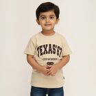 Boys' Light Beige Crew Neck Casual T-Shirt, गहरा पीला, small image number null
