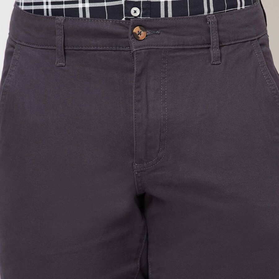 Solid Slim Fit Trousers, Dark Grey, large image number null