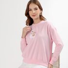 Women's Light Pink Crew Neck Casual Sweatshirt, गुलाबी, small image number null