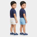 Boys White Regular Fit Printed Trunks, सफ़ेद, small