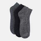 Men's Multicolour Regular Fit Ribbed Ankle Length Pack of 3 Socks, नेवी ब्लू, small