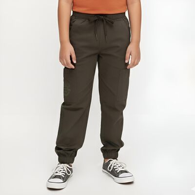 Boys' Dark Olive Green Regular Fit Cargo Trousers