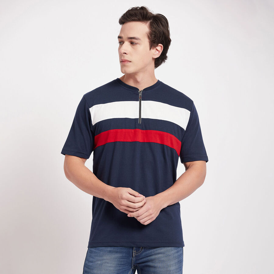 Stripes Henley T-Shirt, नेवी ब्लू, large image number null