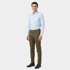 Men's Olive Green Slim Fit Casual Trousers, Olive, small
