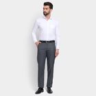 Men's Slim Fit Formal Trousers , मिश्रित मध्यम ग्रे, small