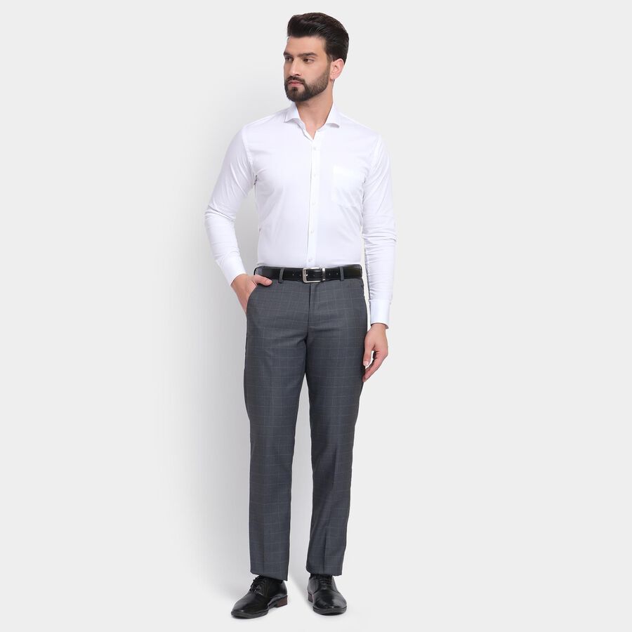 Men's Slim Fit Formal Trousers , मिश्रित मध्यम ग्रे, large