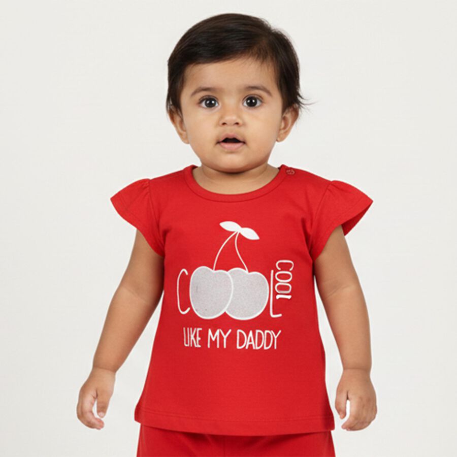 Infants' 100% Cotton T-Shirt, Red, large image number null