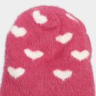 Girls' Pink Heart Pattern Fuzzy Beanie Cap, Pink, small
