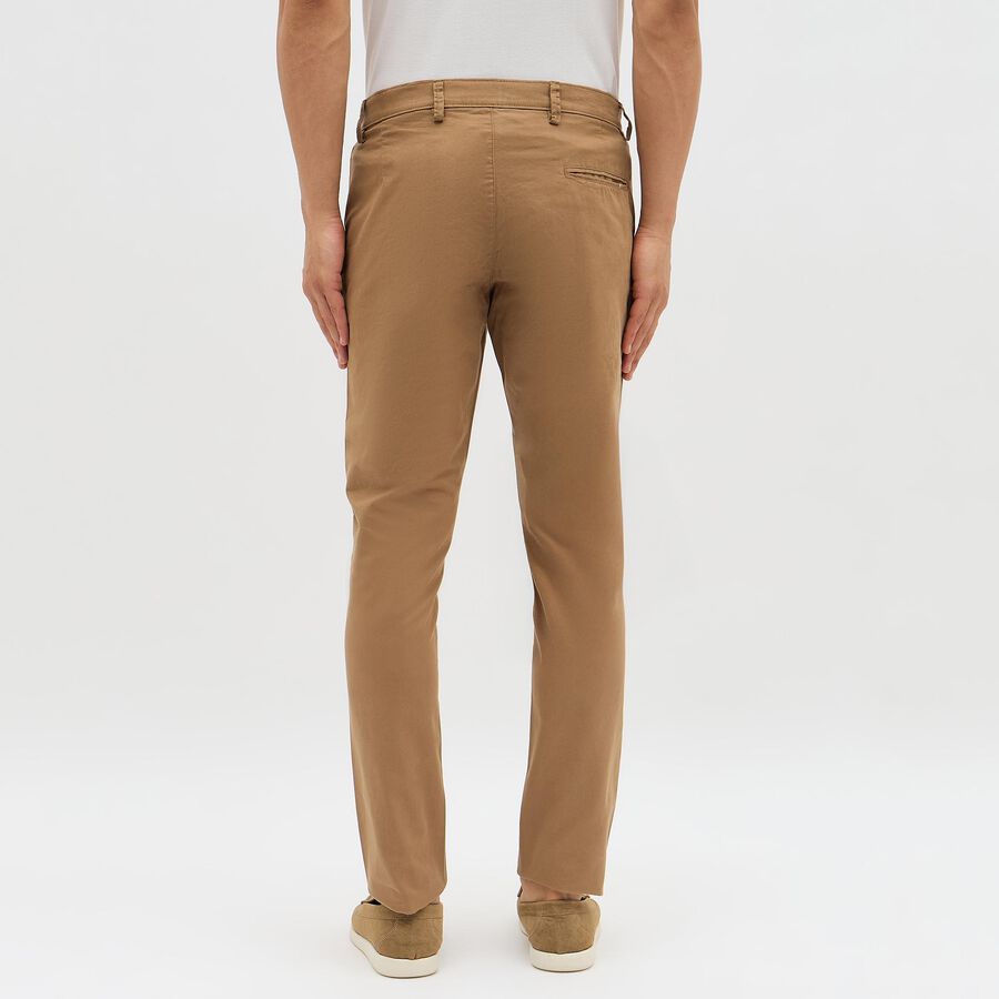 Men's 100% Cotton Slim Fit Casual Trousers, Khaki, large image number null